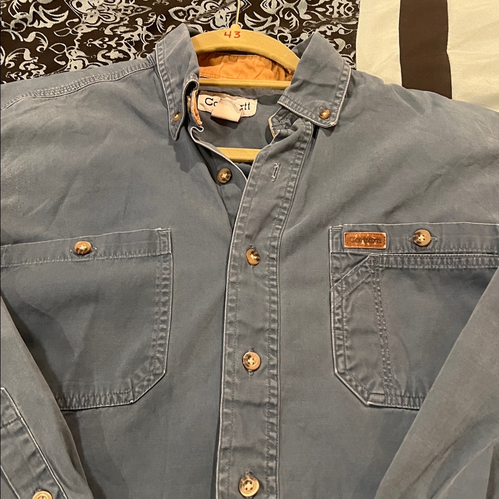 Carhartt Men's Casual Blue Button Down Shirt, nice, size small - Picture 3 of 6